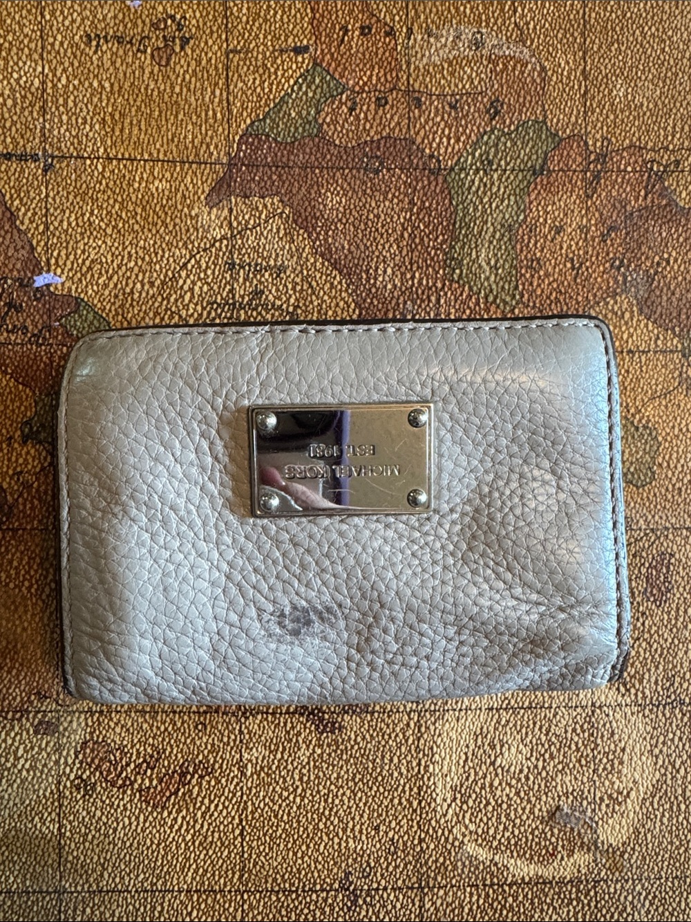 Michael Kors Metallic Silver Pebbled Leather Zip Wallet